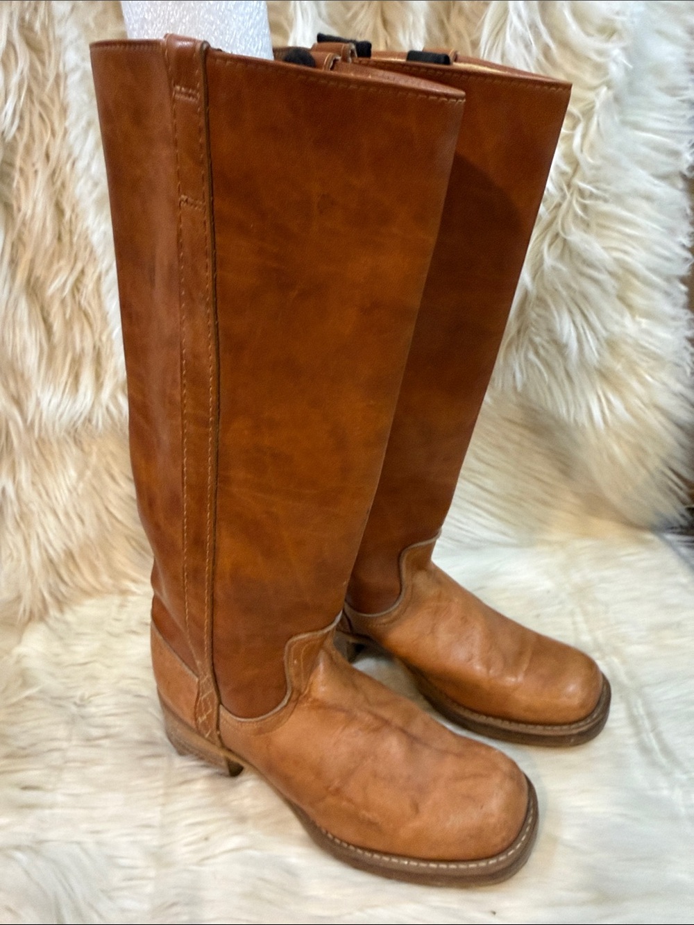 Dingo Tall Cognac Leather Riding Boots - Women’s Size 6.5